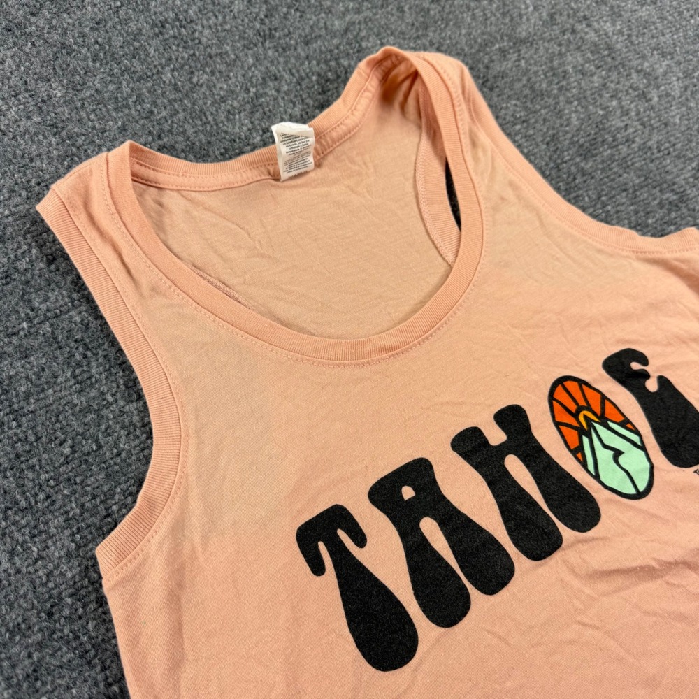 Next Level Tahoe Tank Top M Peach Racerback Graphic Souvenir Womens